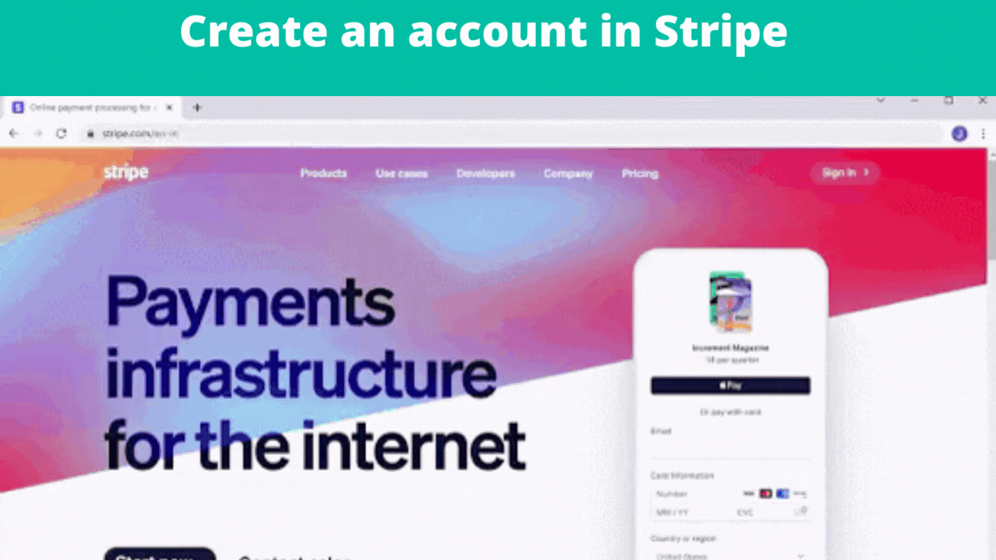 Create an account in Stripe