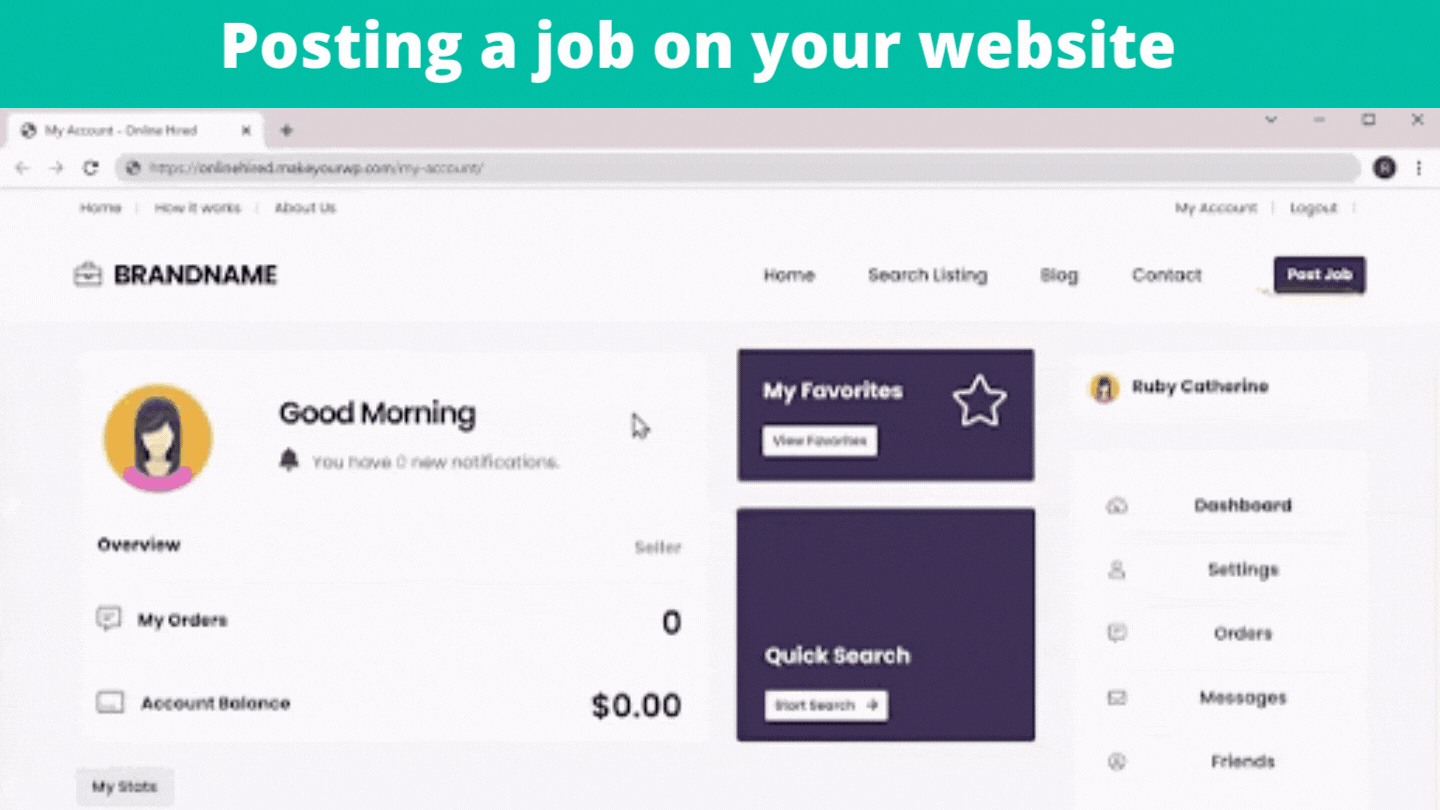 Posting a job on your website