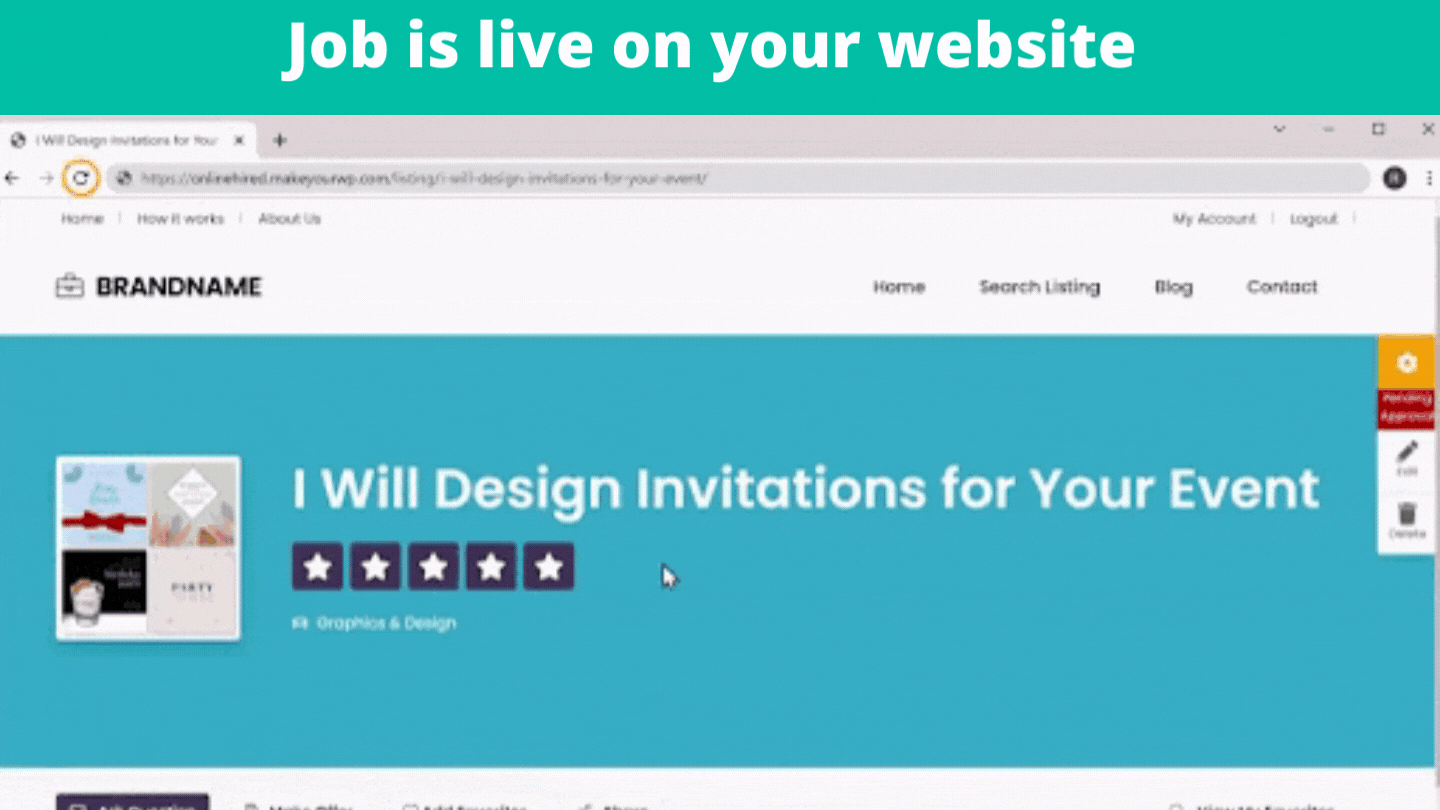 job is live on our website