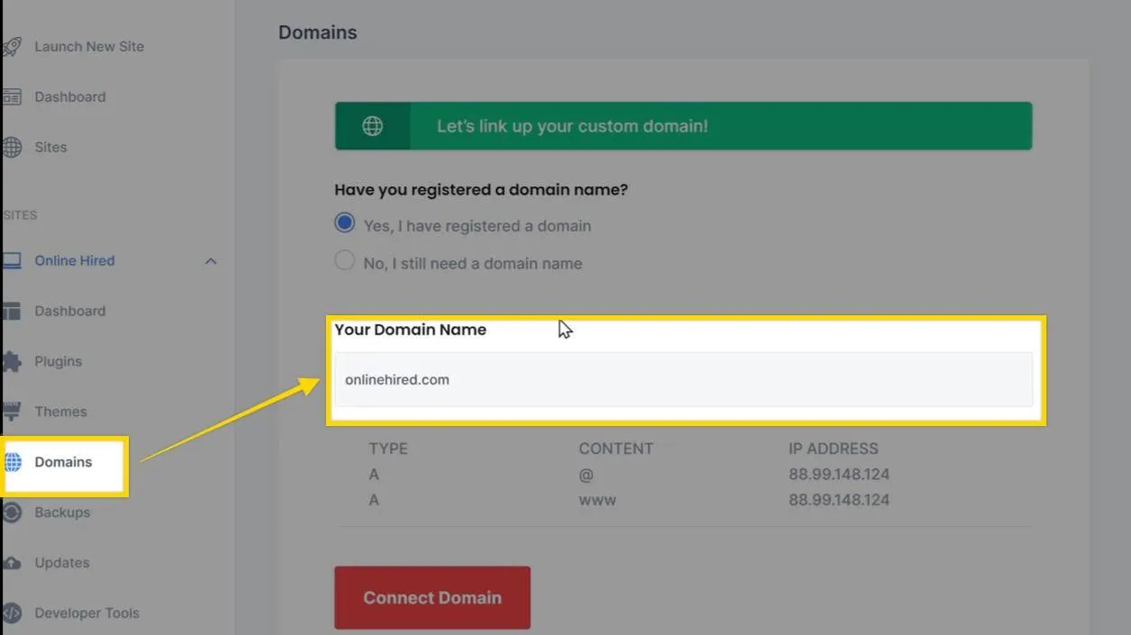 Add a domain to your website