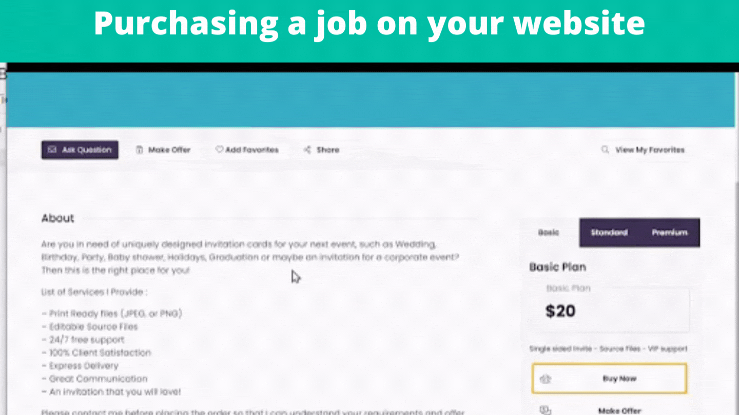 Purchasing a job on your website