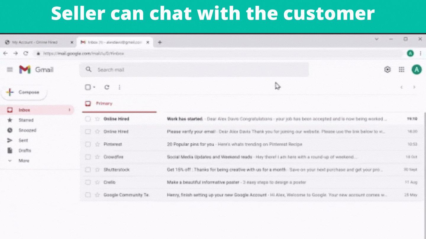Seller can chat with the customer