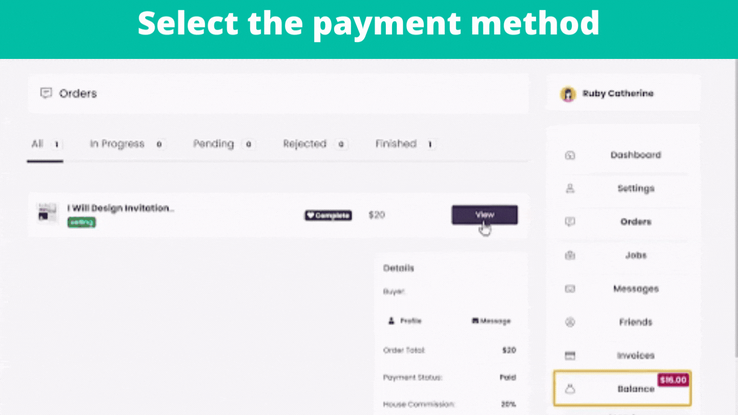 Select the payment method