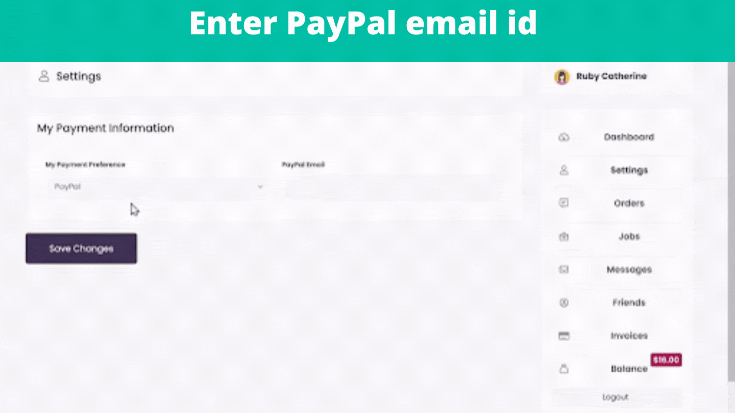Enter PayPal email id