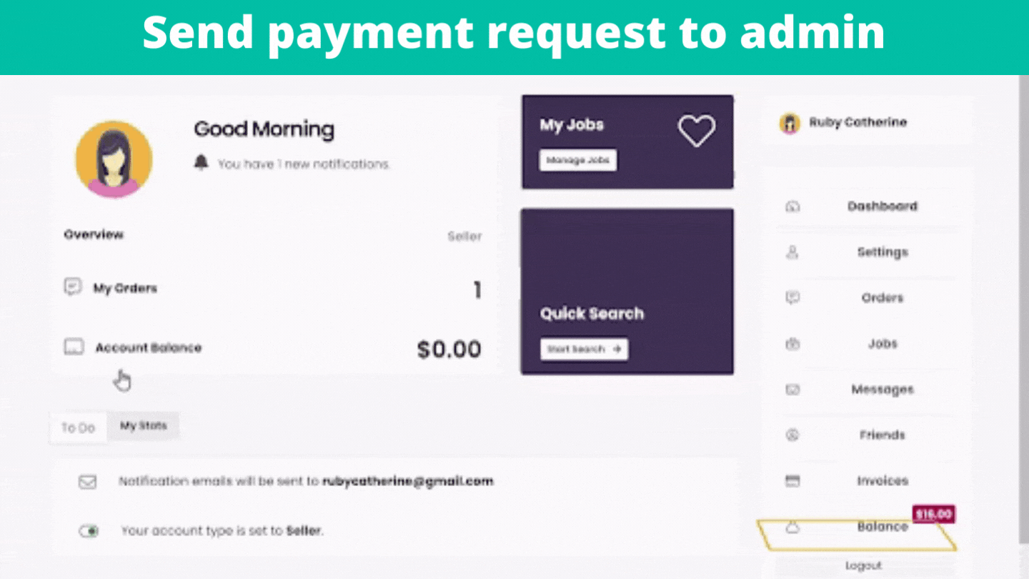 Send payment request to admin