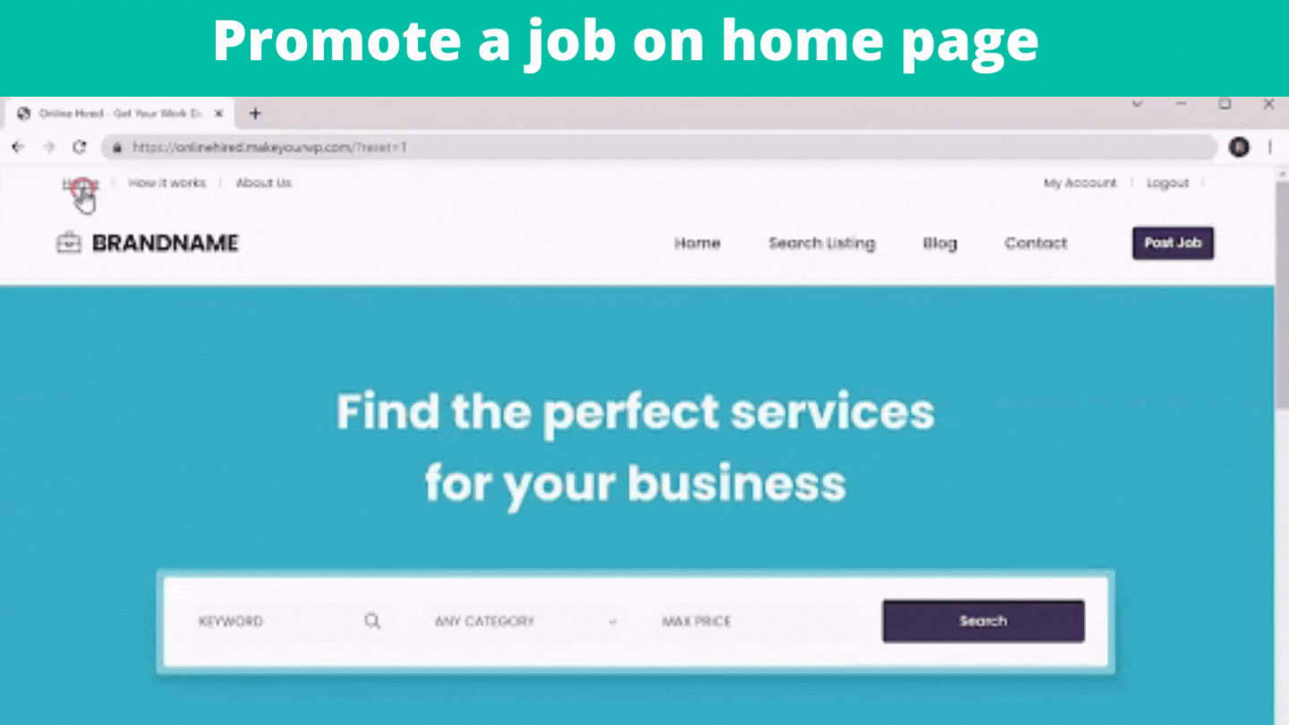 Promote a job on home page