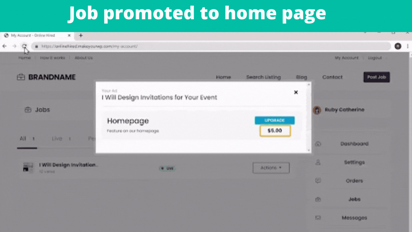 Job promoted to home page