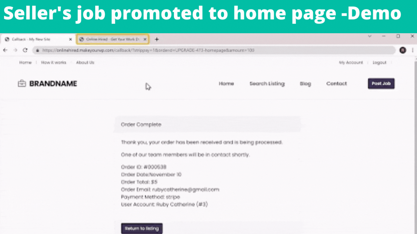 Seller's job promoted to home page -Demo