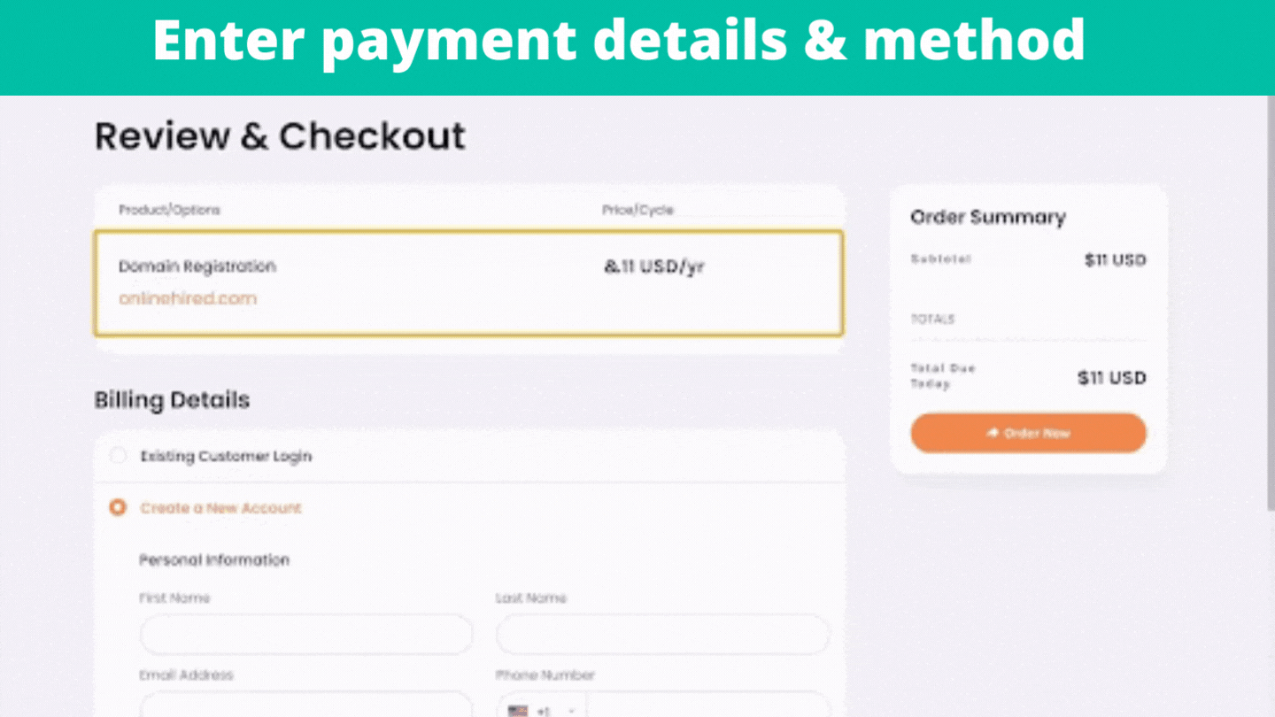 Enter payment details & method