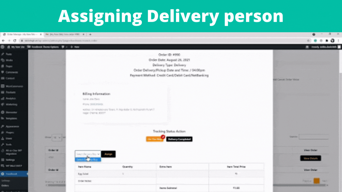 assigning delivery person